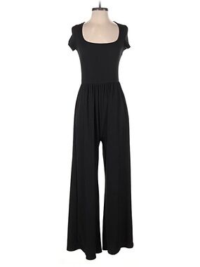Cider Black Scoop-Neck Wide-Leg Jumpsuit
